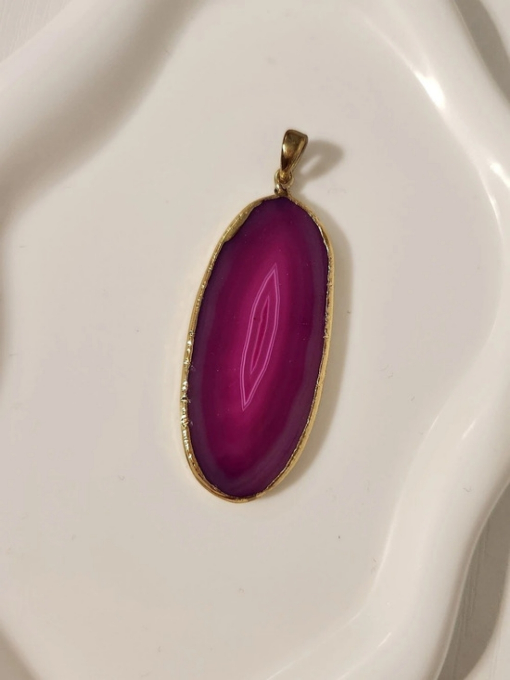 Sliced Geode Pink Agate-Look Pendant